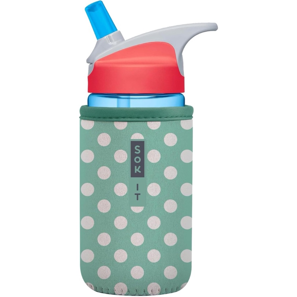 Sok It Botl Sok Water Bottle Sleeve Insulated 16oz Bottle Cover (Teal Polkadots)